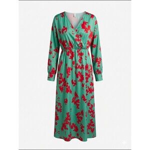 ​NWT Made With ❤️ Sustainable Mint Green & Red Floral Maxi Dress - Large